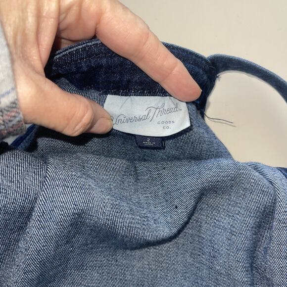 Universal Thread Size 2 Womens Bib Overalls Jean Denim Stretch Cute Girly Boho - Picture 9 of 14